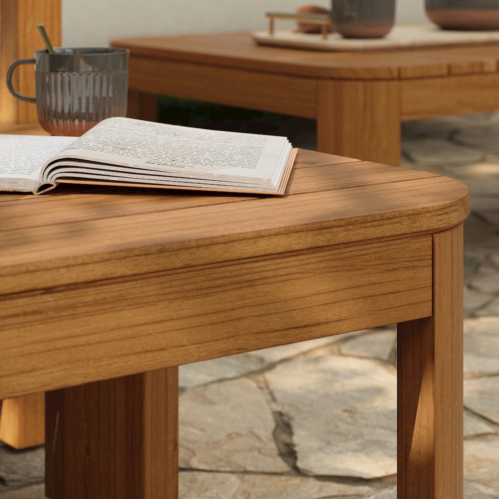 Kona Outdoor Patio Teak Wood Side Table - Natural