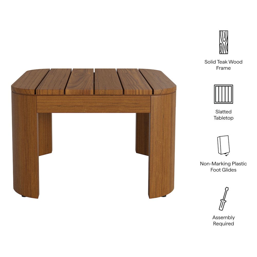 Kona Outdoor Patio Teak Wood Side Table - Natural