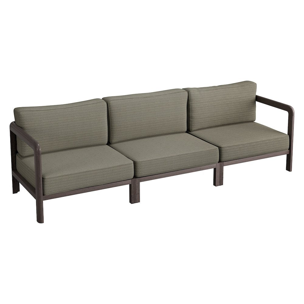 Kona 3-Piece Outdoor Patio Teak Wood Modular Sofa Set - Ash