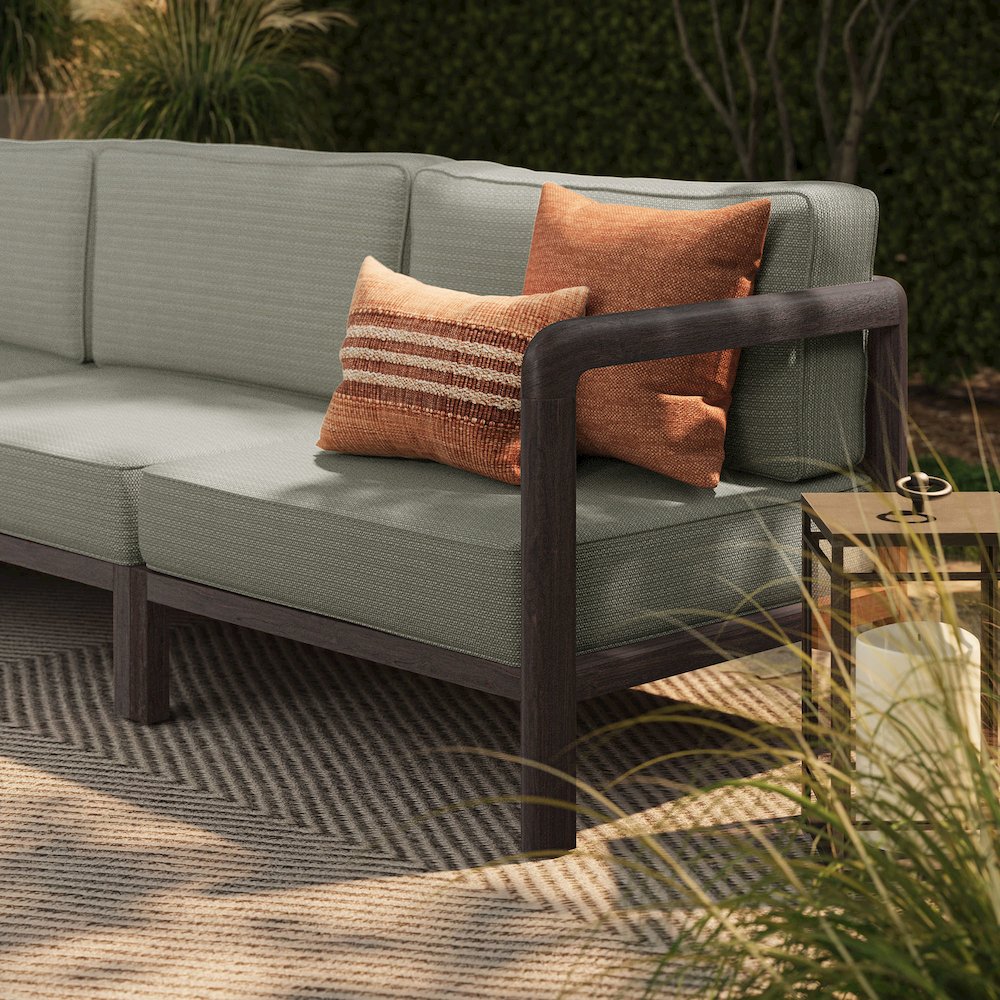 Kona 3-Piece Outdoor Patio Teak Wood Modular Sofa Set - Ash