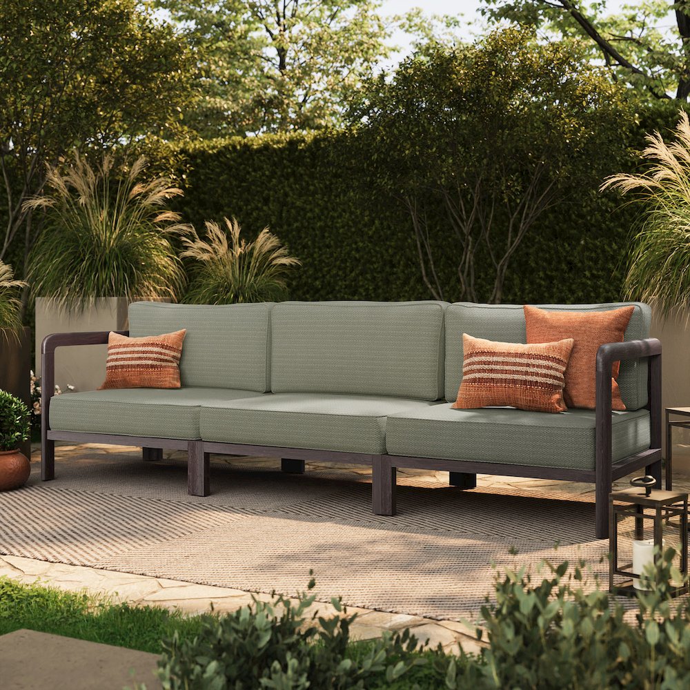 Kona 3-Piece Outdoor Patio Teak Wood Modular Sofa Set - Ash