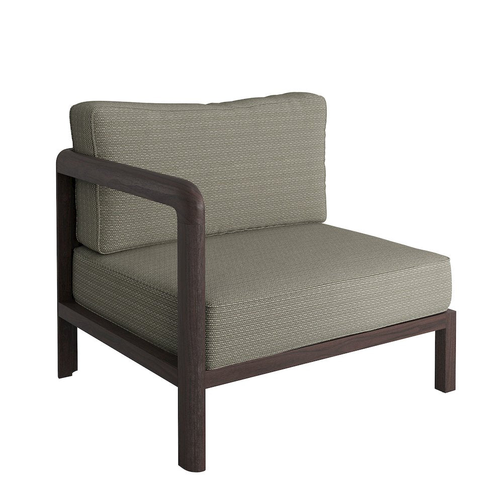 Kona L-Shaped Outdoor Patio Teak Wood Modular Sofa - Ash