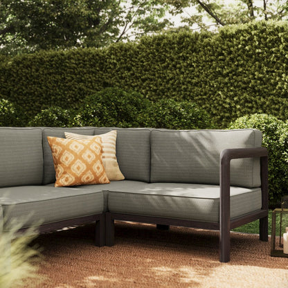 Kona L-Shaped Outdoor Patio Teak Wood Modular Sofa - Ash