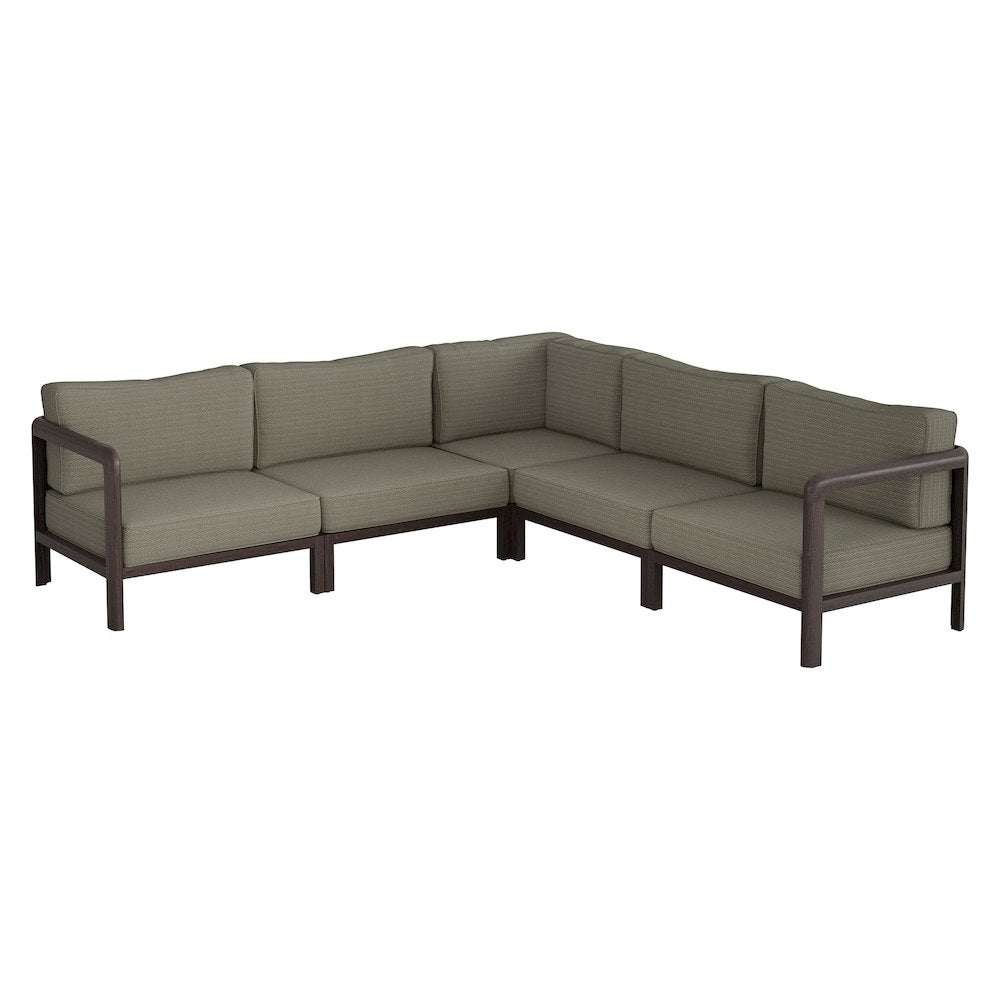 Kona 5-Piece Outdoor Patio Teak Wood Corner Modular Sofa - Ash