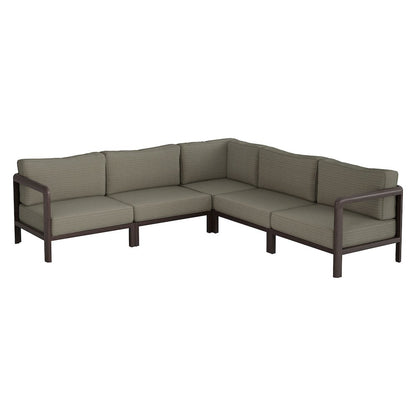 Kona 5-Piece Outdoor Patio Teak Wood Corner Modular Sofa - Ash