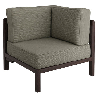Kona 6-Piece Outdoor Patio Teak Wood Modular Sofa - Ash