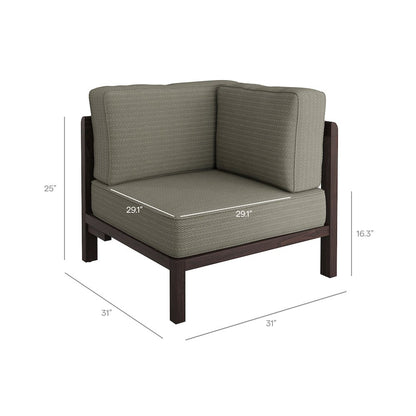Kona 6-Piece Outdoor Patio Teak Wood Modular Sofa - Ash
