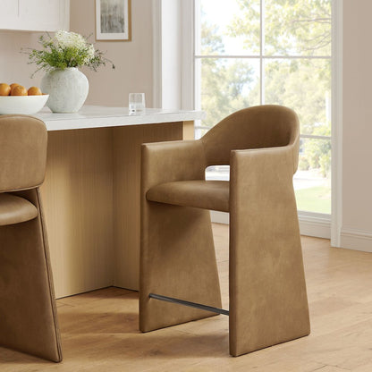 Talia 37 Inch Vegan Leather Counter Stool