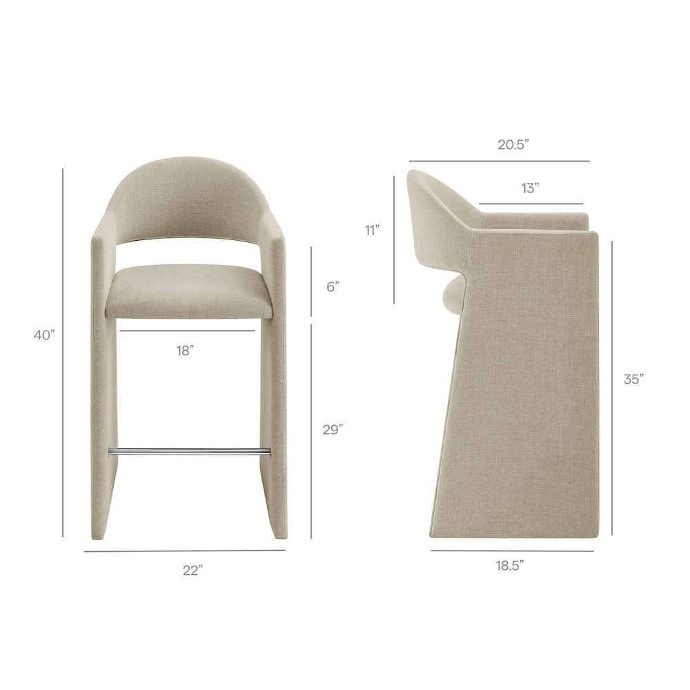 Talia 41 Inch 41 Inch Upholstered Fabric Bar Stool