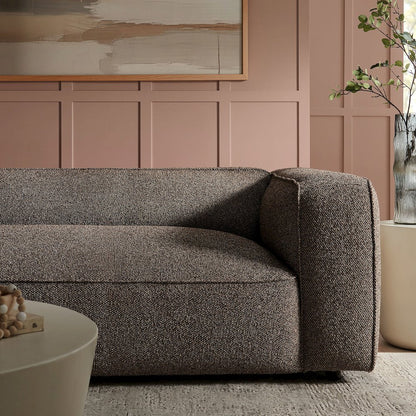 Auren 88 Inch Lattice Bouclé Upholstered Sofa - Earth