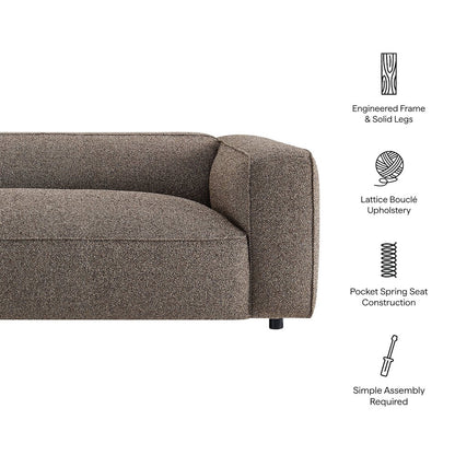 Auren 88 Inch Lattice Bouclé Upholstered Sofa - Earth