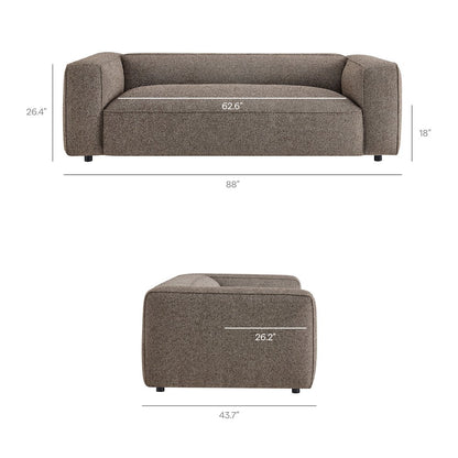 Auren 88 Inch Lattice Bouclé Upholstered Sofa - Earth