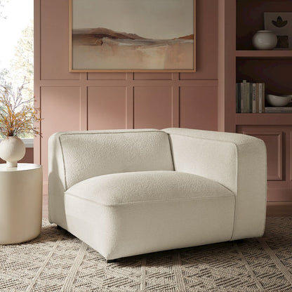 Auren Lattice Bouclé Upholstered Modular Right-Facing Arm Chair - Cream