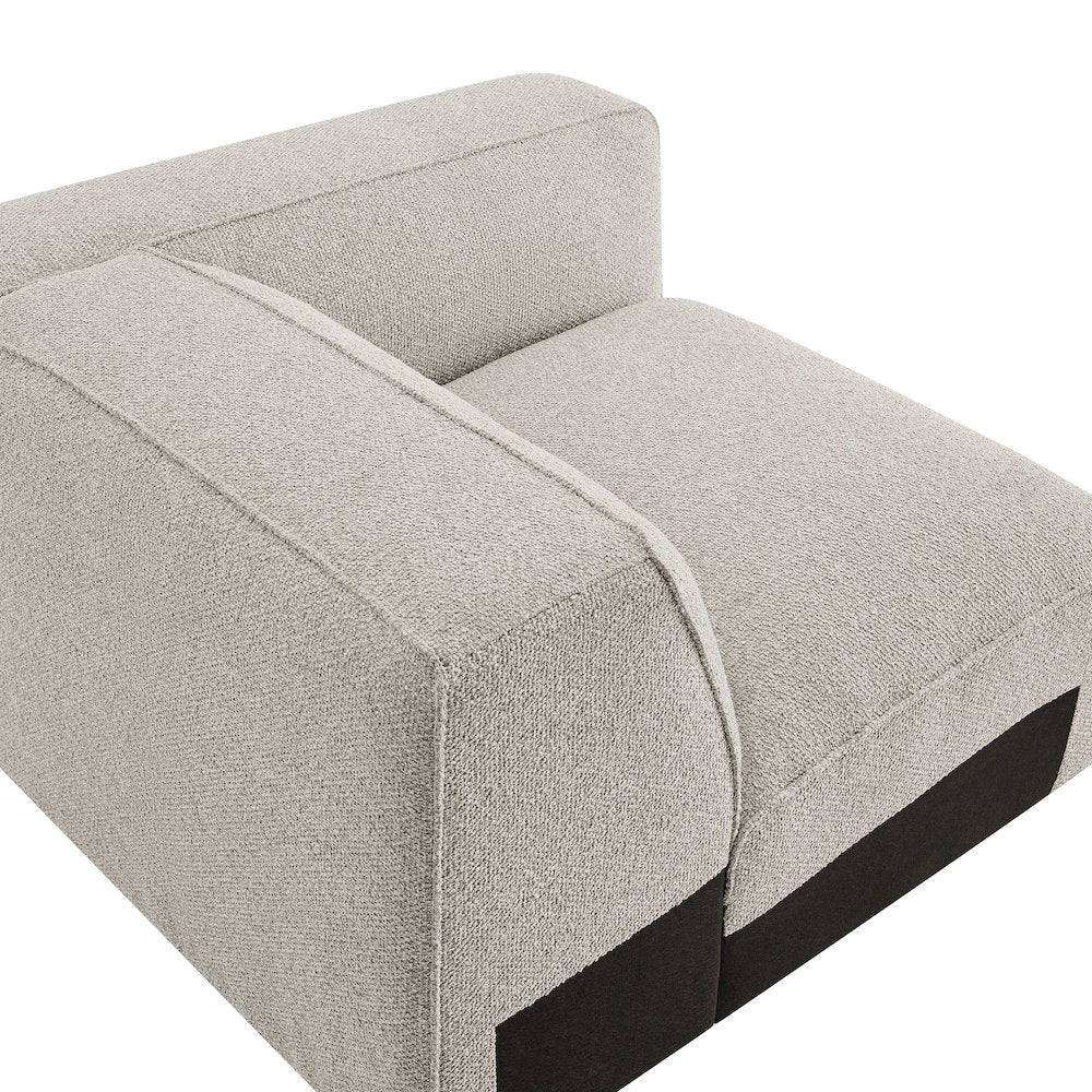 Auren Lattice Bouclé Upholstered Modular Right-Facing Arm Chair - Fog