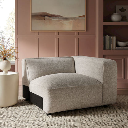 Auren Lattice Bouclé Upholstered Modular Right-Facing Arm Chair - Fog