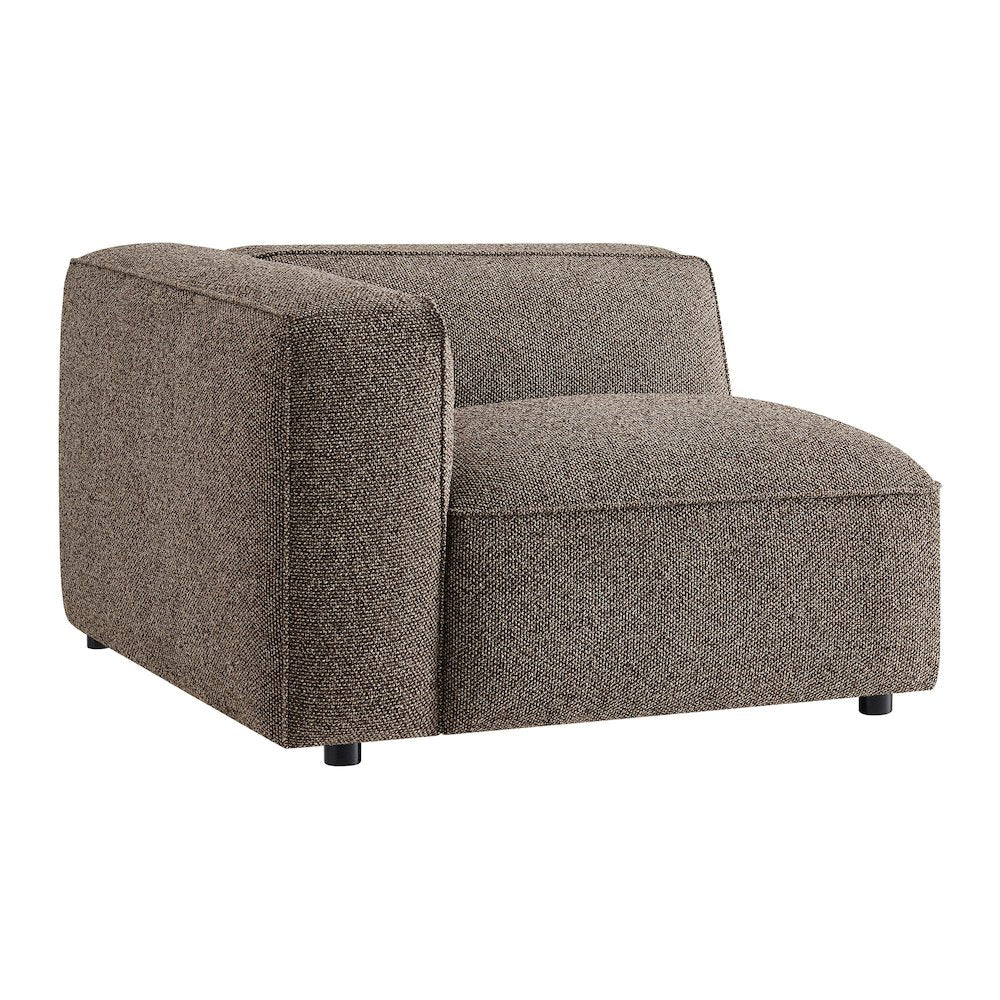 Auren Lattice Bouclé Upholstered Modular Left-Facing Arm Chair - Earth