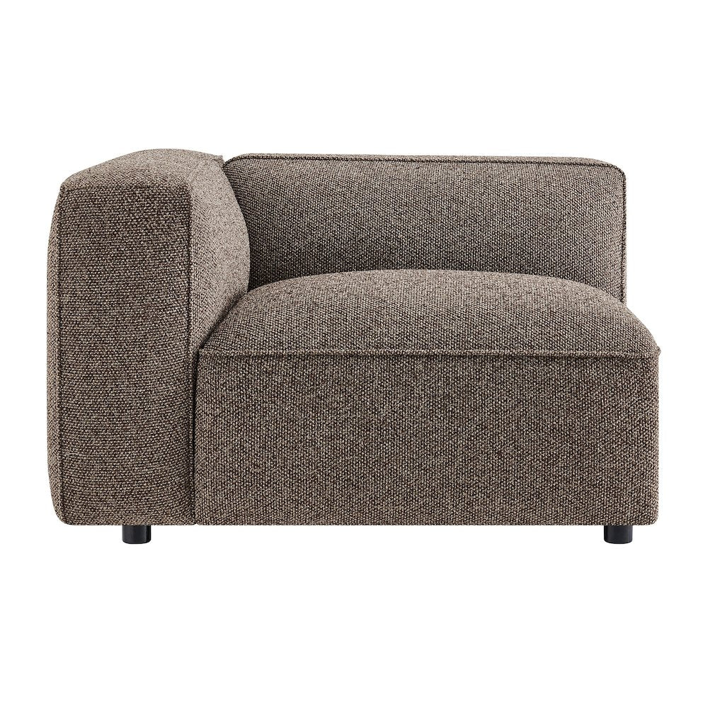 Auren Lattice Bouclé Upholstered Modular Left-Facing Arm Chair - Earth