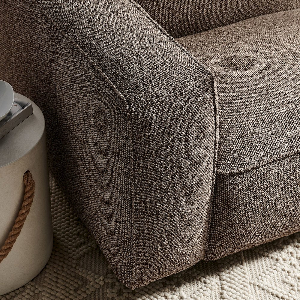 Auren Lattice Bouclé Upholstered Modular Left-Facing Arm Chair - Earth