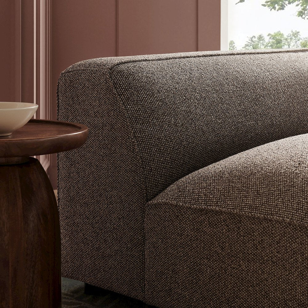 Auren Lattice Bouclé Upholstered Modular Armless Chair - Earth
