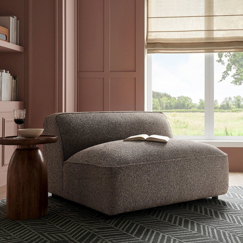 Auren Lattice Bouclé Upholstered Modular Armless Chair - Earth