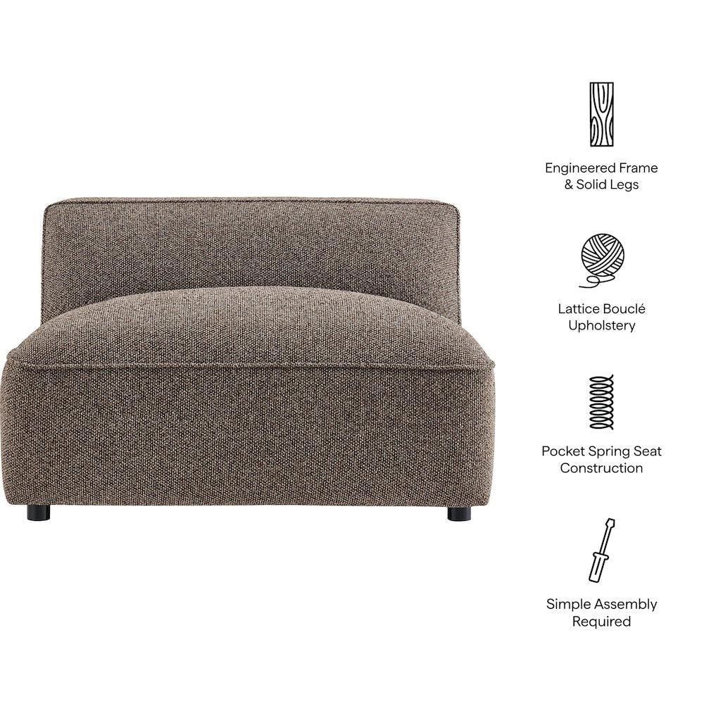 Auren Lattice Bouclé Upholstered Modular Armless Chair - Earth