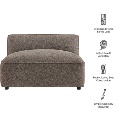 Auren Lattice Bouclé Upholstered Modular Armless Chair - Earth