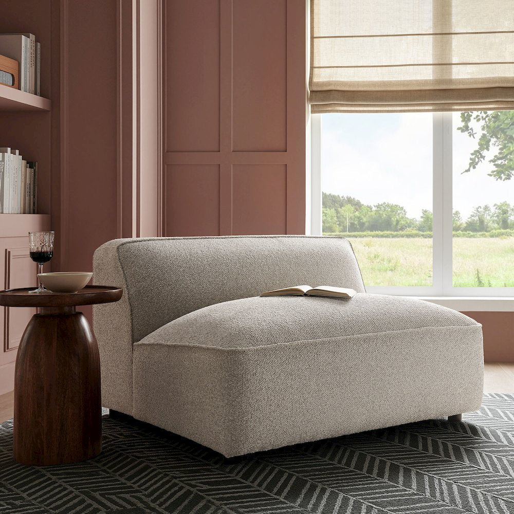 Auren Lattice Bouclé Upholstered Modular Armless Chair - Fog