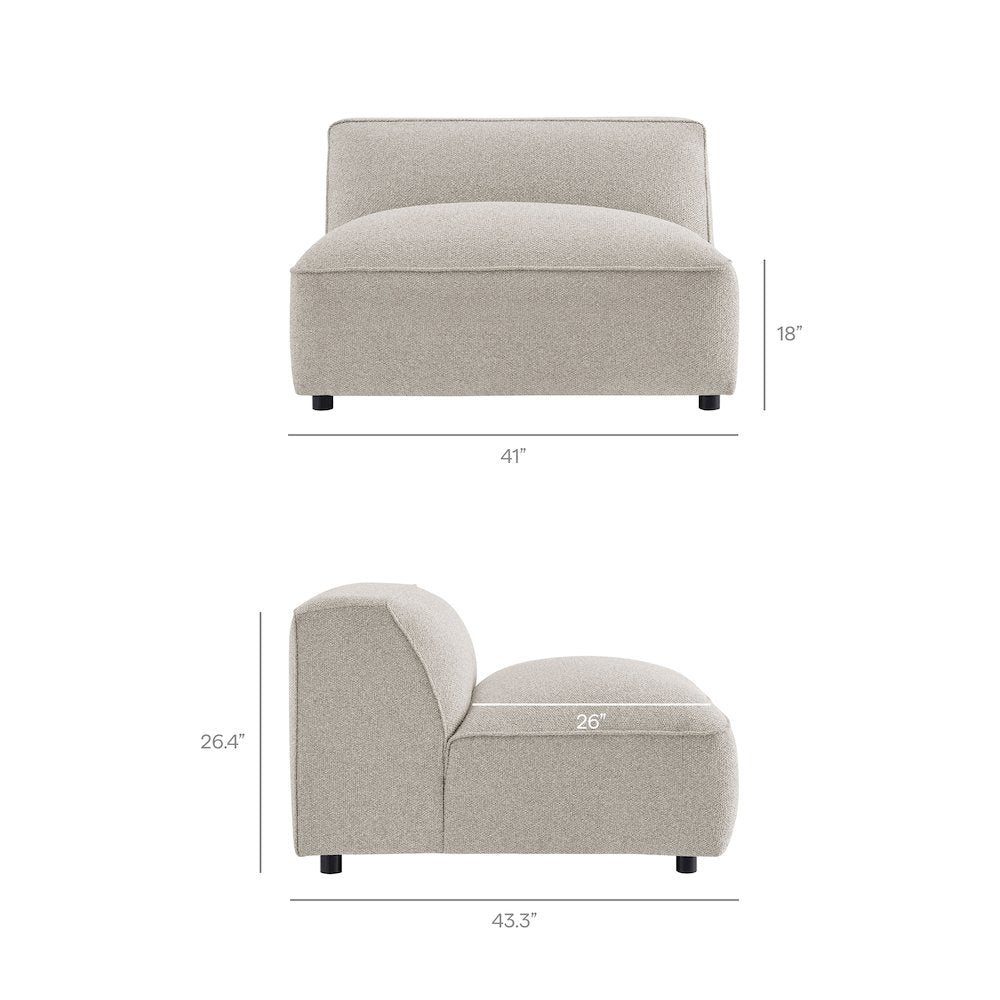 Auren Lattice Bouclé Upholstered Modular Armless Chair - Fog