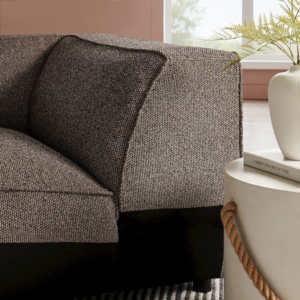 Auren Lattice Bouclé Upholstered Modular Corner Chair - Earth