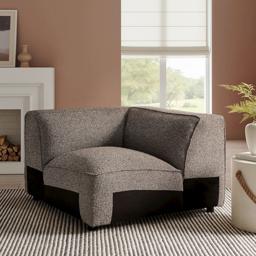 Auren Lattice Bouclé Upholstered Modular Corner Chair - Earth