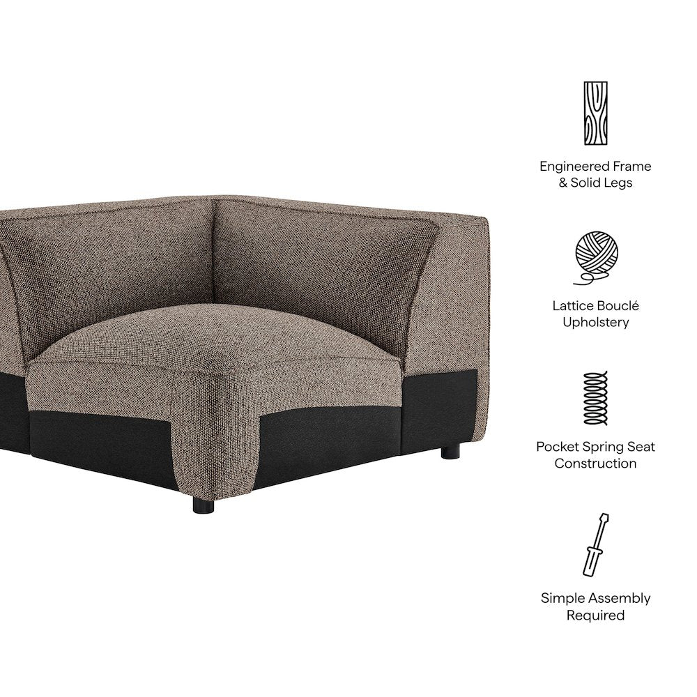 Auren Lattice Bouclé Upholstered Modular Corner Chair - Earth