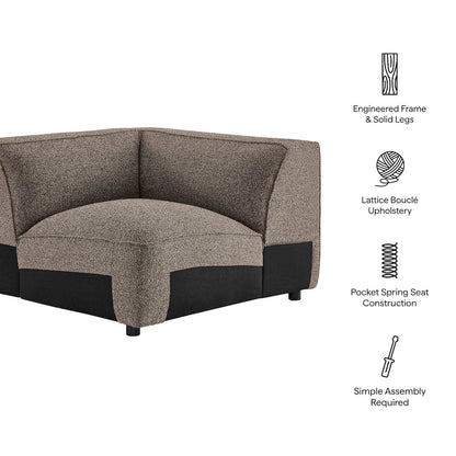Auren Lattice Bouclé Upholstered Modular Corner Chair - Earth