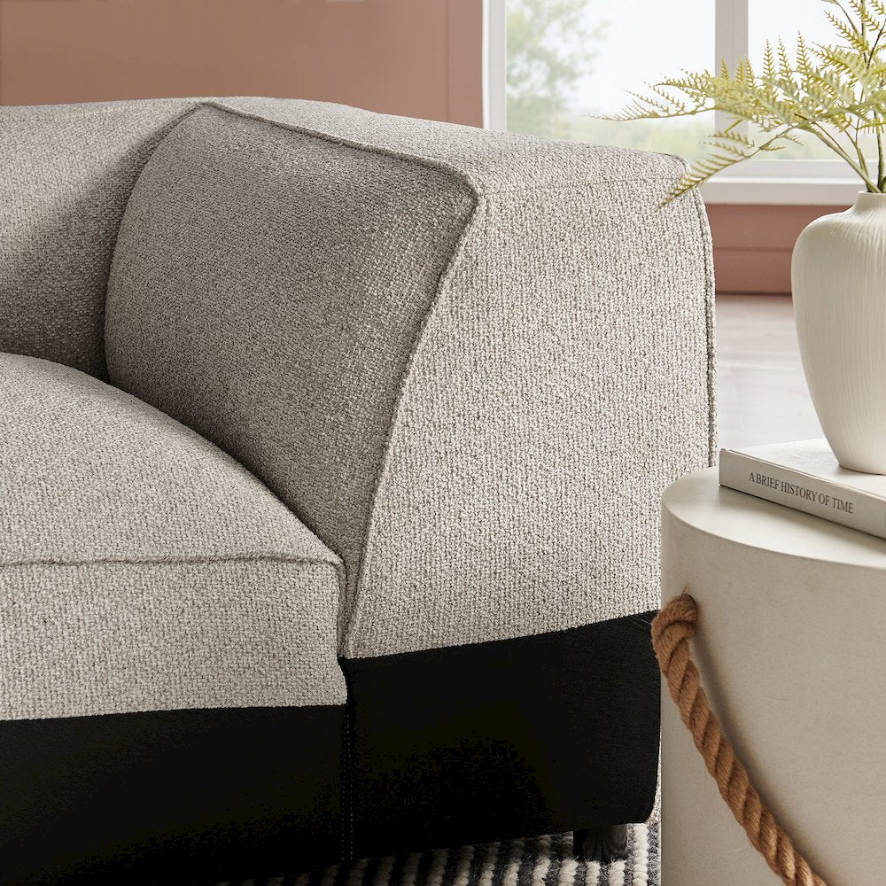 Auren Lattice Bouclé Upholstered Modular Corner Chair - Fog