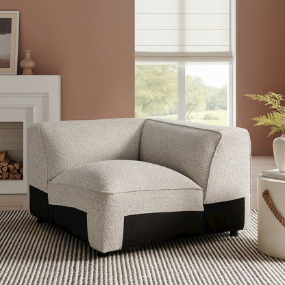 Auren Lattice Bouclé Upholstered Modular Corner Chair - Fog