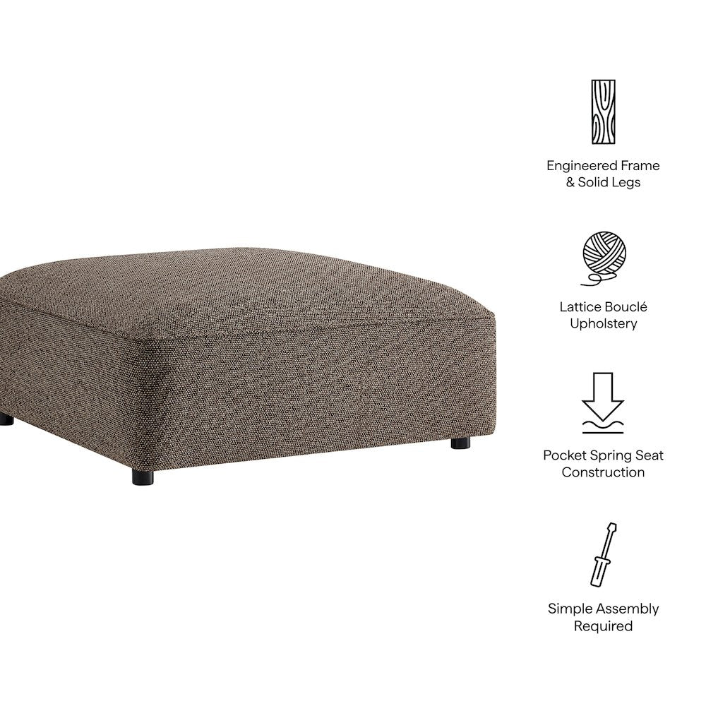 Auren Lattice Bouclé Upholstered Ottoman - Earth