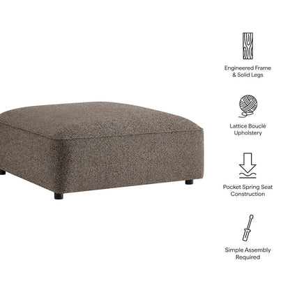 Auren Lattice Bouclé Upholstered Ottoman - Earth