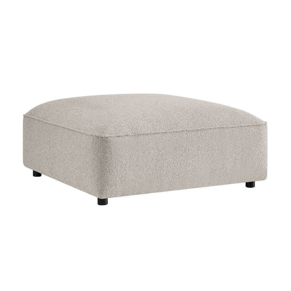 Auren Lattice Bouclé Upholstered Ottoman - Fog