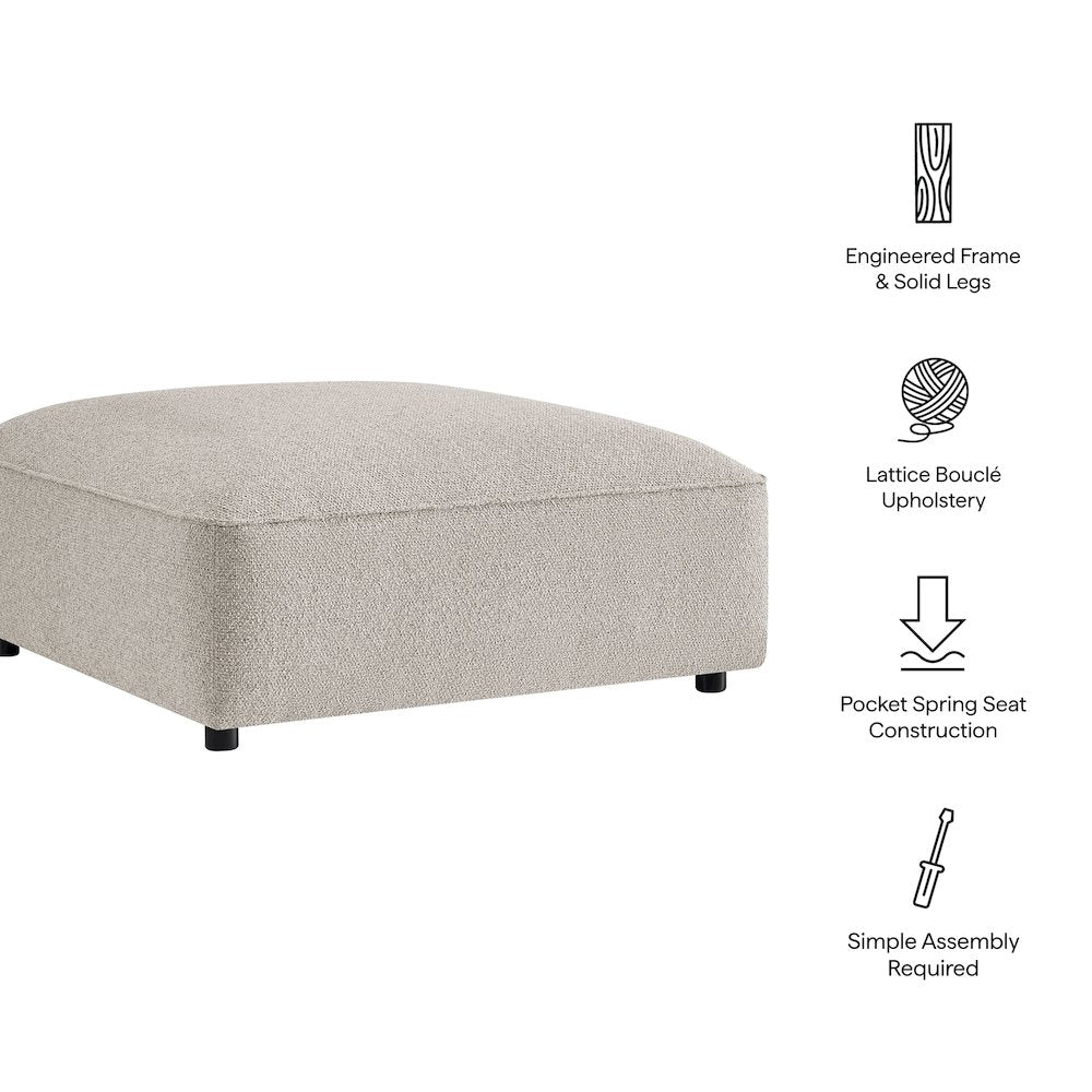 Auren Lattice Bouclé Upholstered Ottoman - Fog