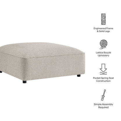 Auren Lattice Bouclé Upholstered Ottoman - Fog