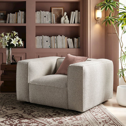 Auren Lattice Bouclé Upholstered Accent Chair - Fog