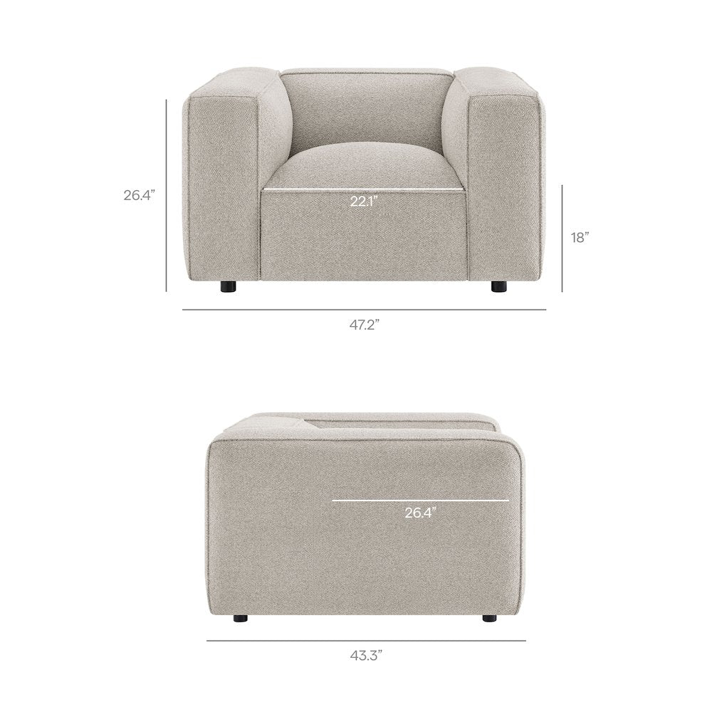 Auren Lattice Bouclé Upholstered Accent Chair - Fog