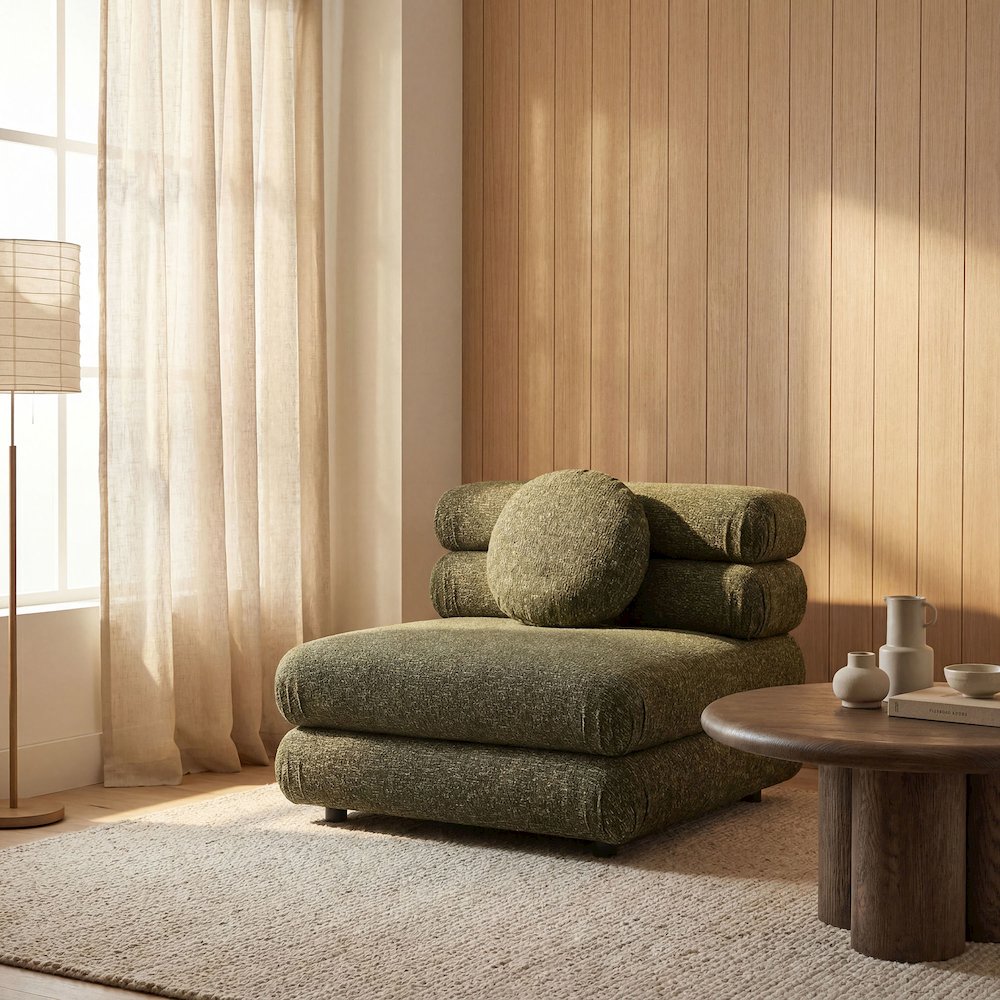 Jubilee Upholstered Modular Armless Chair - Olive