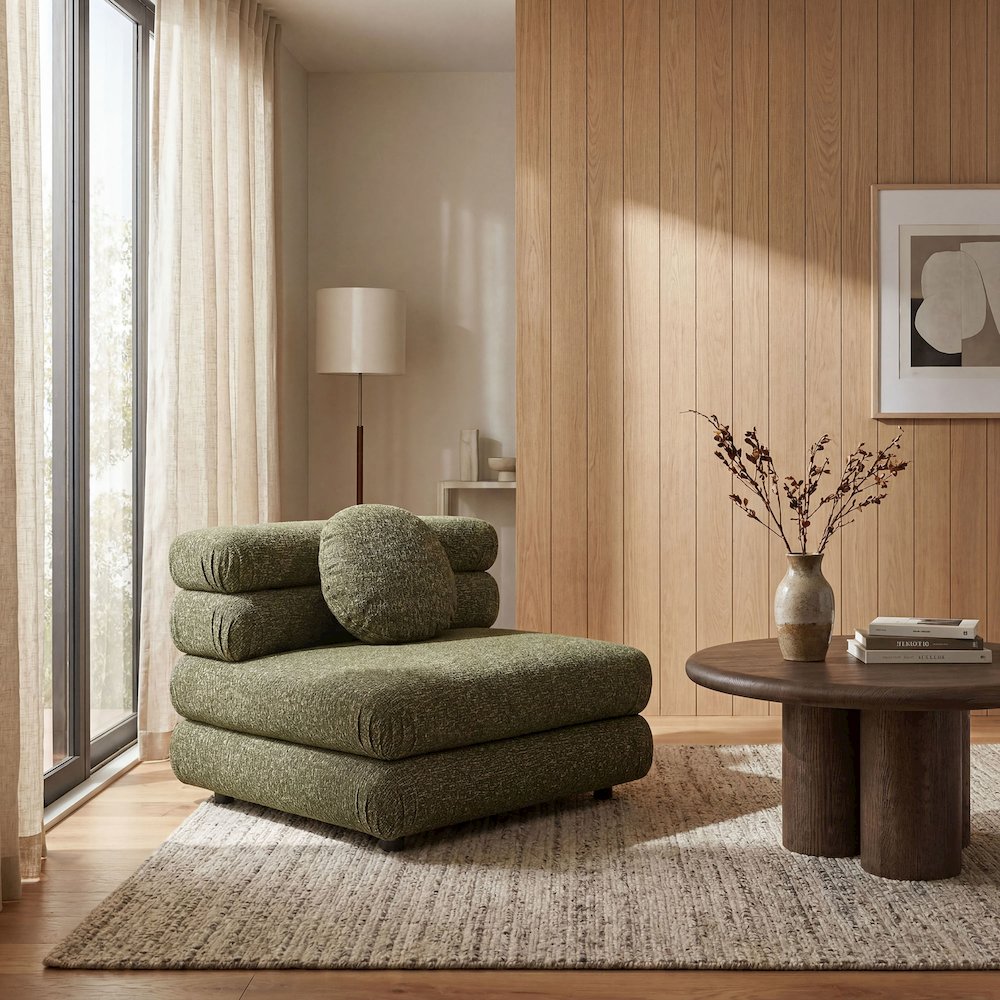 Jubilee Upholstered Modular Armless Chair - Olive