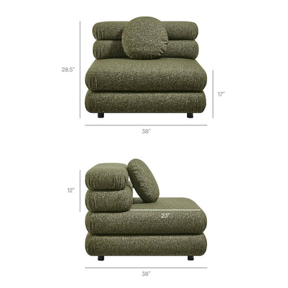 Jubilee Upholstered Modular Armless Chair - Olive