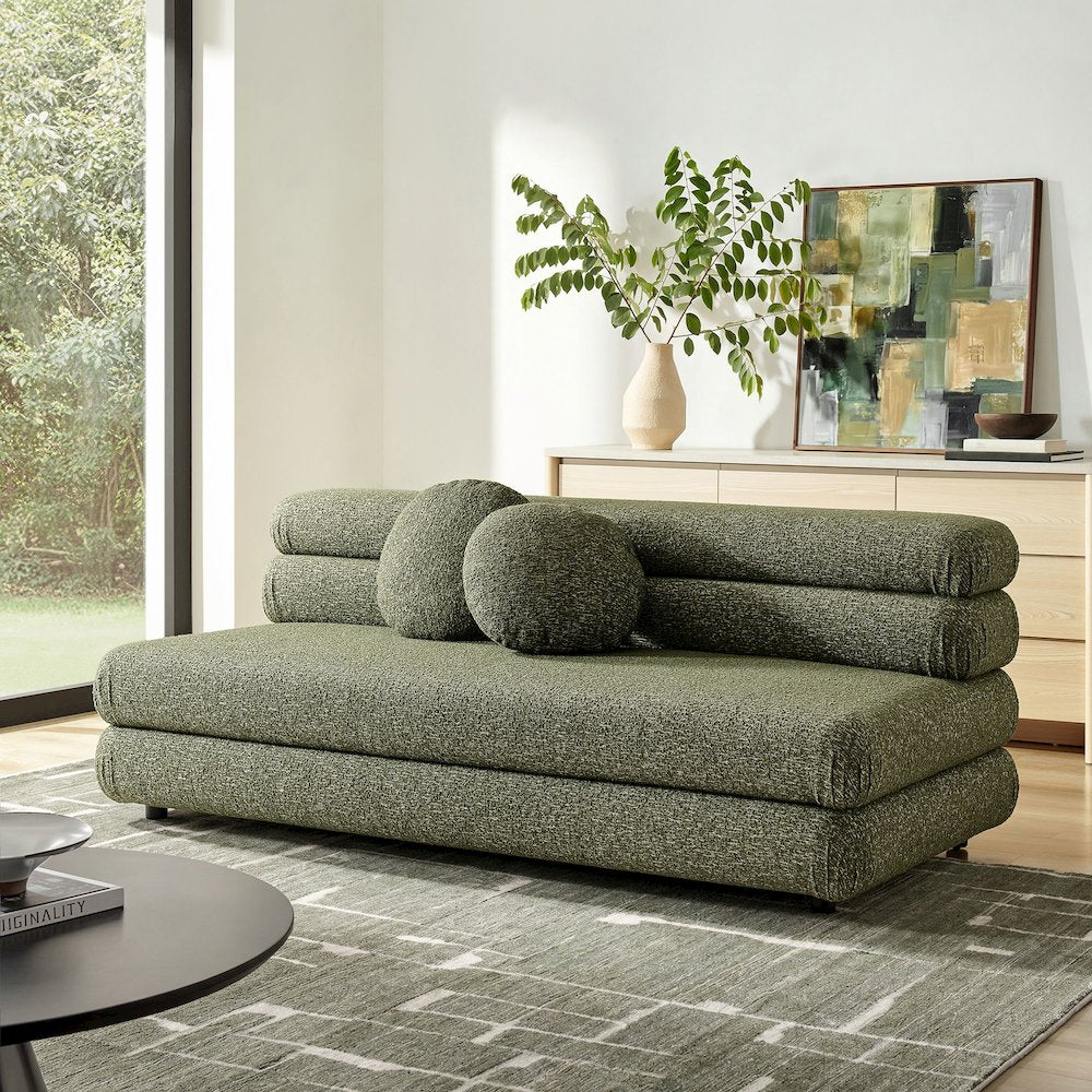 Jubilee Upholstered Modular Armless Loveseat - Olive