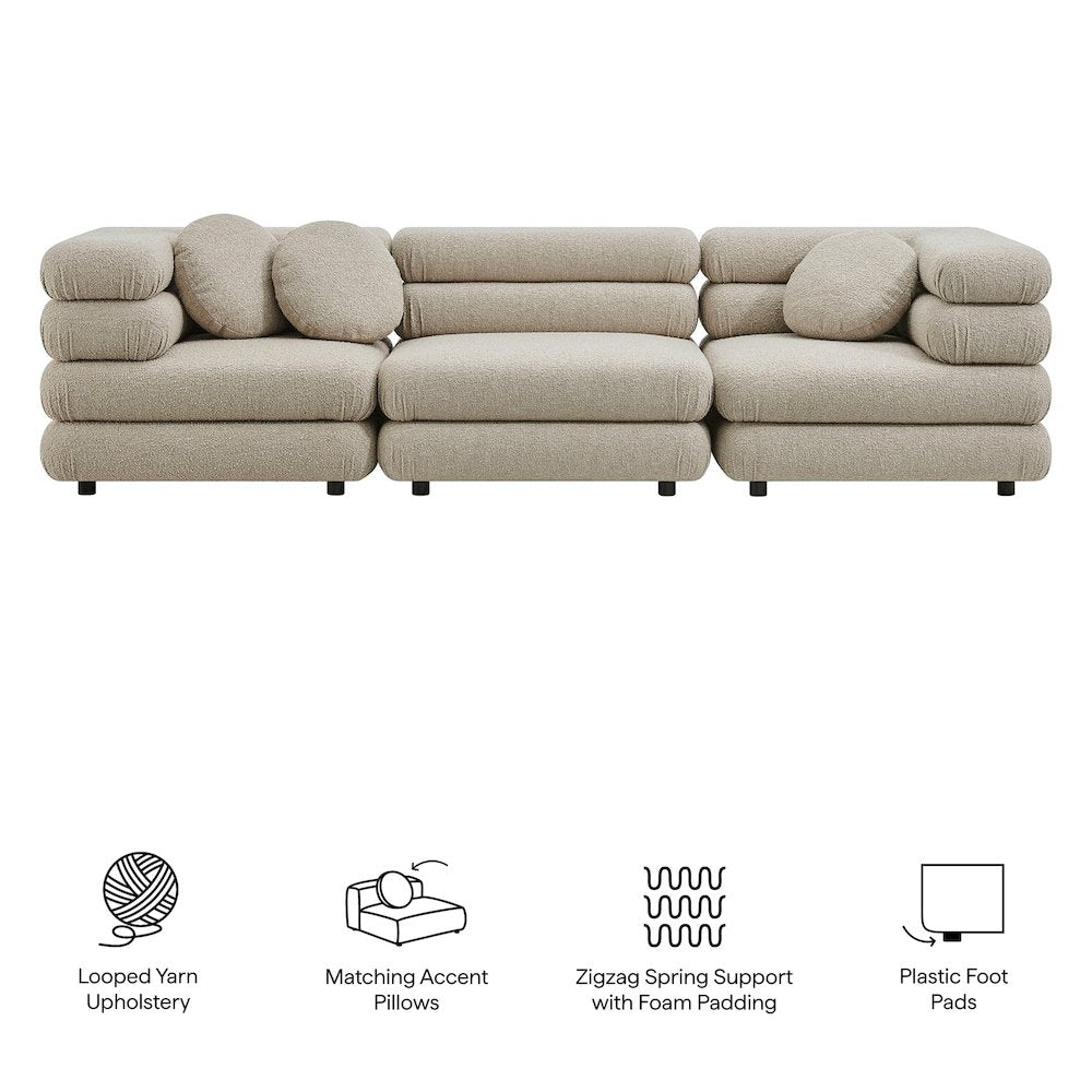 Jubilee 3-Piece Upholstered 3-Piece Modular Sofa Set - Linen