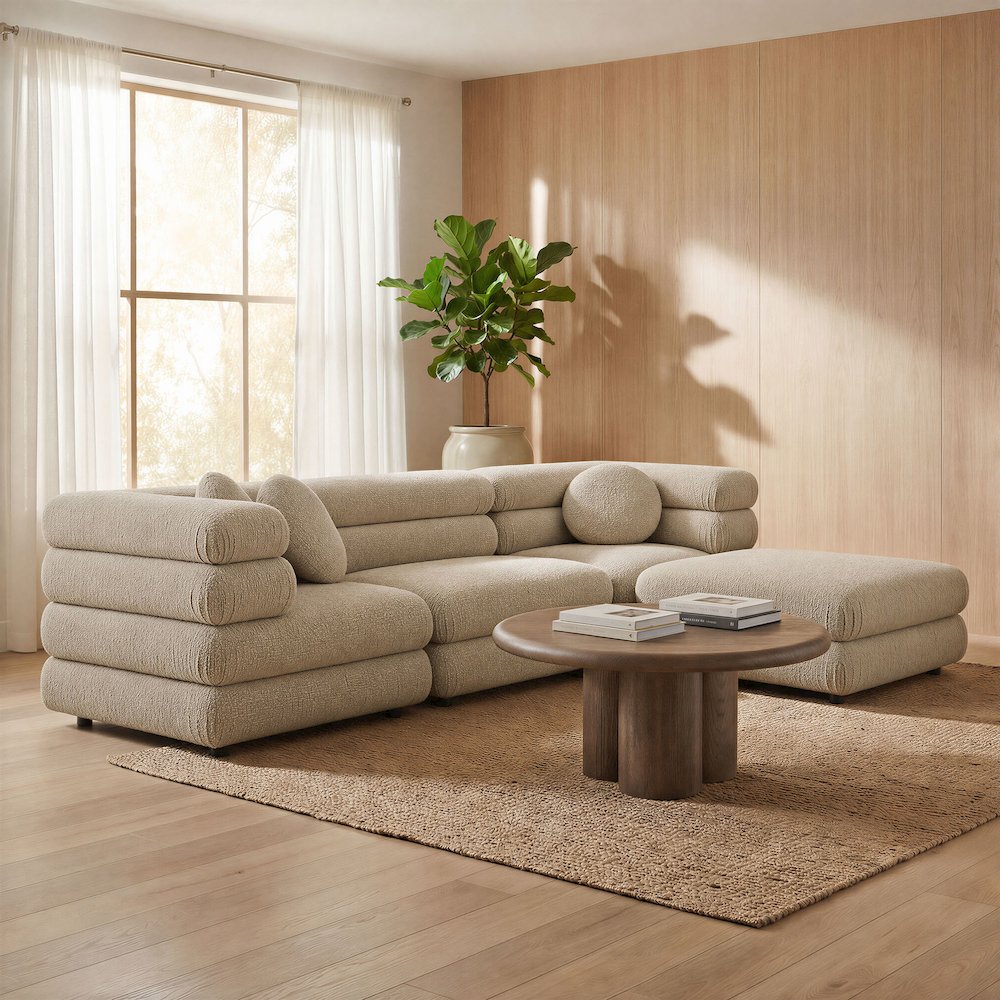 Jubilee 4-Piece Upholstered Modular Sofa Set - Linen