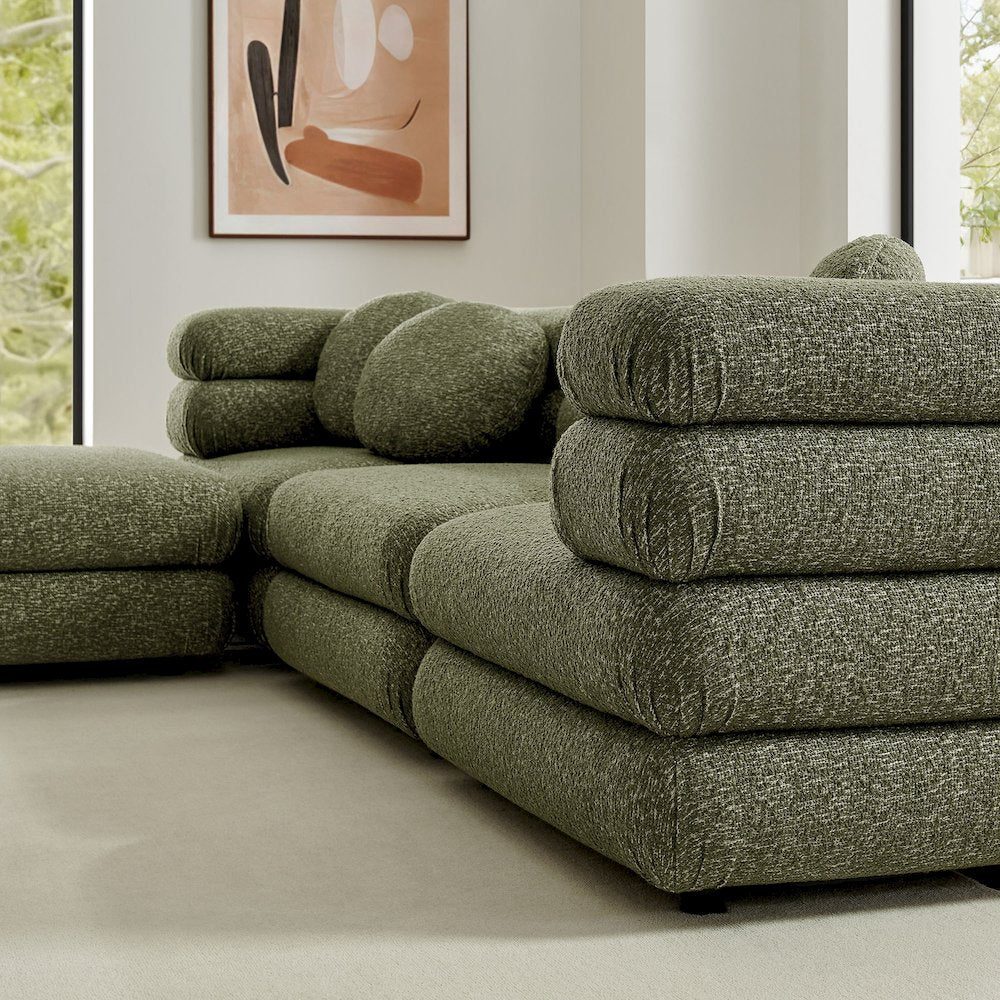 Jubilee 4-Piece Upholstered Modular Sofa Set - Olive