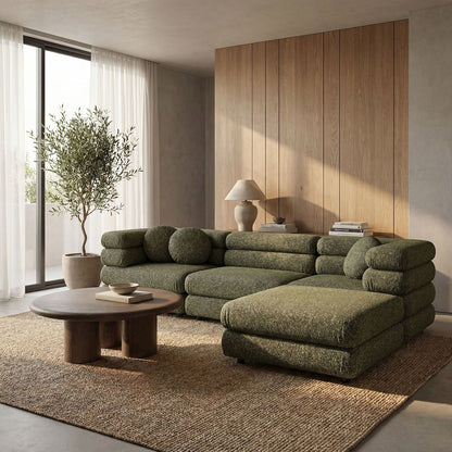 Jubilee 4-Piece Upholstered Modular Sofa Set - Olive