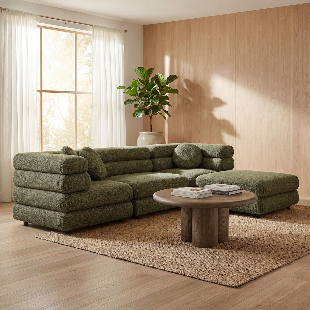 Jubilee 4-Piece Upholstered Modular Sofa Set - Olive